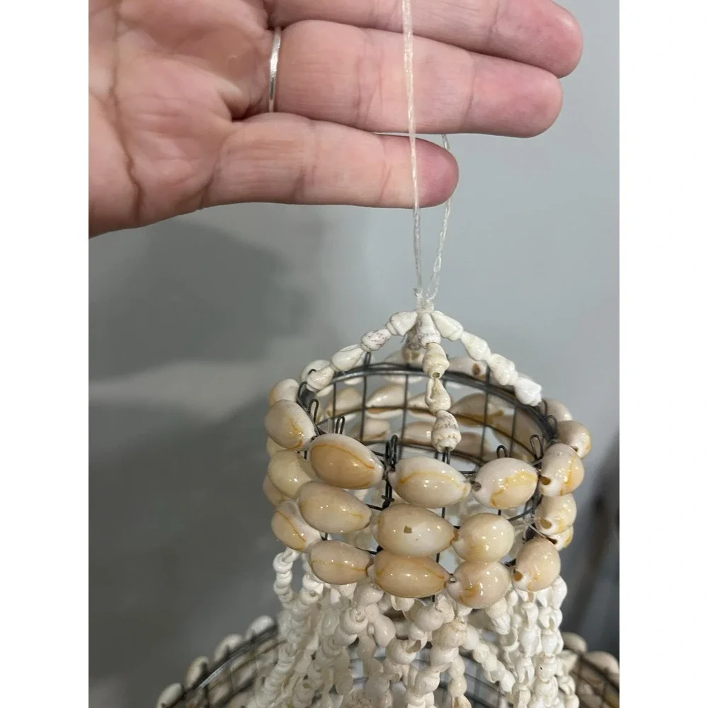 Vtg Boho Seashell Chandelier Coastal Tiered Home Decor Beach